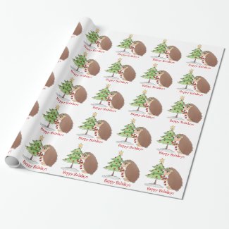 Christmas Hedgehog Holiday wrapping paper