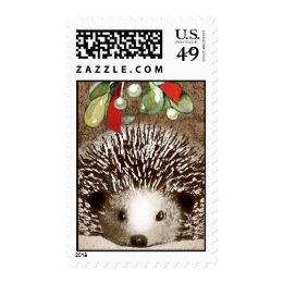 Christmas Hedgehog Postage Stamp