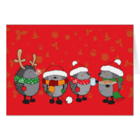 Christmas hedgehogs greeting card