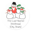 Christmas Holiday Address Label-Snowmen Family stickers