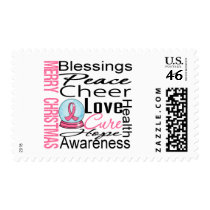 Christmas Holiday Breast Cancer Collage Postage Stamps