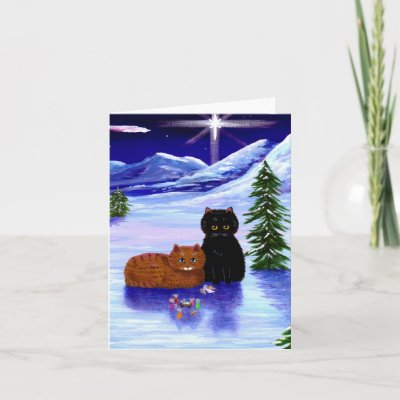 Christmas Holiday Cat Mouse Christian Religious Greeting Cards