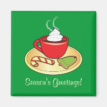 Christmas Holiday Cocoa and Cookies Fridge Magnet