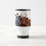 Christmas Holiday Cows in Santa Hat and Antlers Mug
