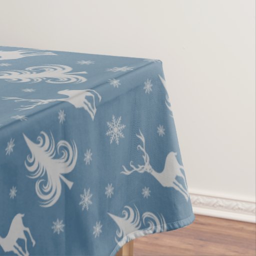 christmas holiday deer stag pattern blue silver tablecloth christmas holiday deer stag pattern blue silver tablecloth