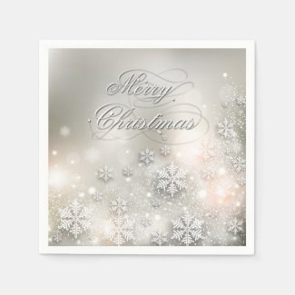 Christmas Holiday Elegant Snowflake Napkin Standard Cocktail Napkin