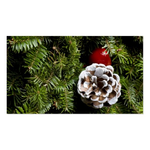 Christmas Holiday Evergreen Decoration Background Business Card Template (front side)
