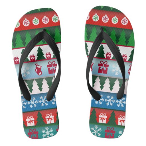 Christmas Holiday Festive Flip Flops Zazzle