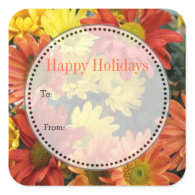 Christmas, holiday gift stickers, colorful daisy