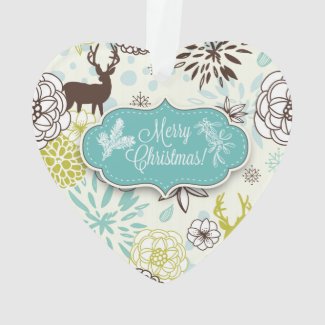 Christmas Holiday Heart - Vintage Blue Deer