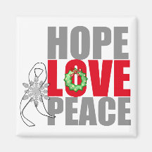 Christmas Holiday Hope Love Peace Bone Cancer Fridge Magnets