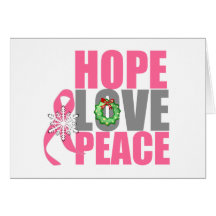 Christmas Holiday Hope Love Peace Breast Cancer Card