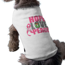 Christmas Holiday Hope Love Peace Breast Cancer Doggie Tee