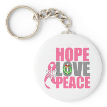 Christmas Holiday Hope Love Peace Breast Cancer Key Chain