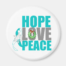 Christmas Holiday Hope Love Peace Cervical Cancer Refrigerator Magnets