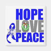 Christmas Holiday Hope Love Peace Colon Cancer Fridge Magnet