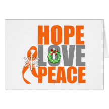 Christmas Holiday Hope Love Peace Kidney Cancer v1 Card