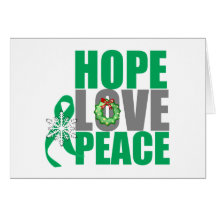 Christmas Holiday Hope Love Peace Liver Cancer Greeting Card