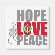 Christmas Holiday Hope Love Peace Lung Cancer Magnets