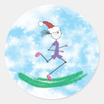 Christmas Holiday Lady Runner Stickers