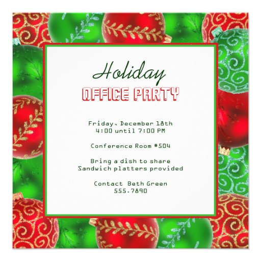 Christmas Holiday Office Party Invitations 5.25" Square Invitation Card