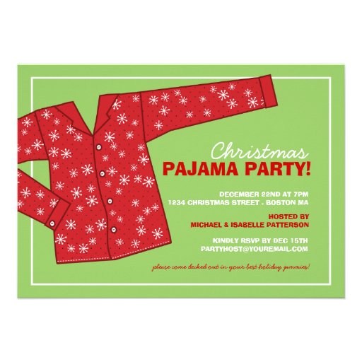 Christmas Holiday Pajama Party Invitation (front side)