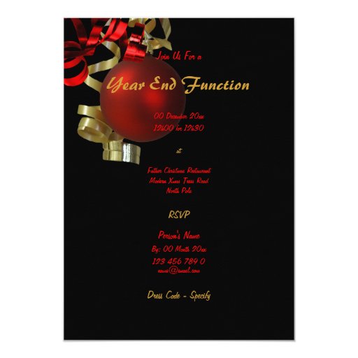 Christmas holiday party gold red elegant custom invites