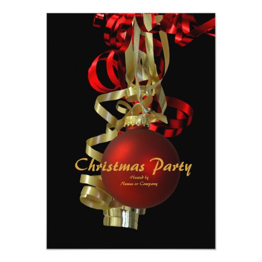 Christmas holiday party gold red elegant custom invites