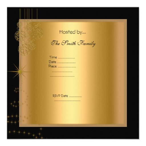 Christmas Holiday Party Gold Red Xmas Balls Personalized Announcement