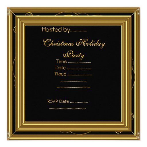 Christmas Holiday Party Gold Red Xmas Glitter Custom Invitations