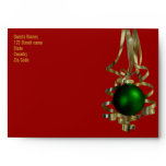 Christmas holiday party green gold tree ornament envelopes