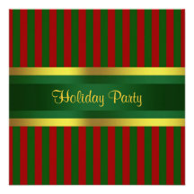 Christmas Holiday Party Invitation Red Green Gold