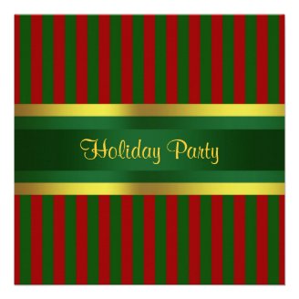 Christmas Holiday Party Invitation Red Green Gold