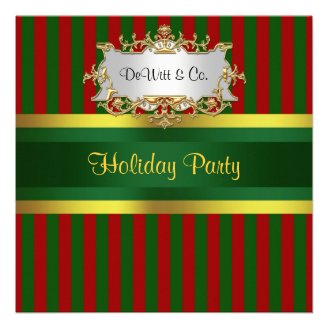Christmas Holiday Party Invitation Red Green Gold