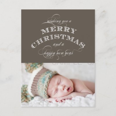 CHRISTMAS HOLIDAY PHOTO POSTCARD TAUPE