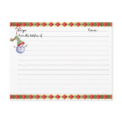 Christmas Holiday Recipe Cards postcard
