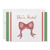 Christmas Holiday Red Bow Invitation