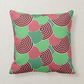 Christmas Holiday Red Green Spiral Pattern Pillow