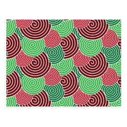 Christmas Holiday Red Green Spiral Pattern Postcard