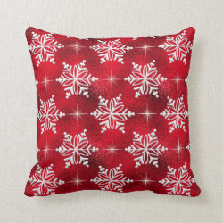 Christmas Holiday Red Snowflake Throw Pillow