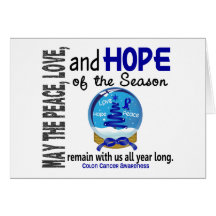 Christmas Holiday Snow Globe 1 Colon Cancer Greeting Card