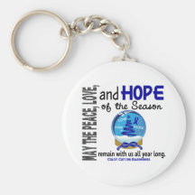 Christmas Holiday Snow Globe 1 Colon Cancer Keychain