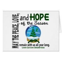 Christmas Holiday Snow Globe 1 Liver Cancer Greeting Cards