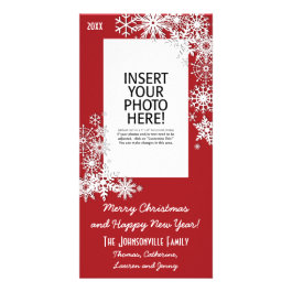 Christmas Holiday Snowflake - Red Photo Greeting Card