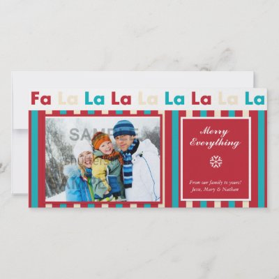 Christmas Holiday Stripe Photo Card  - Fa La La