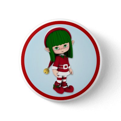 Christmas Holiday Toon Elf Button by mariannegilliand