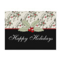 Christmas Holly 2 - Customizable Holiday Postcard postcard
