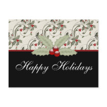 Christmas Holly 2 - Customizable Holiday Postcard by mrssocolov2 Christmas Holly 2 - Customizable Holiday Postcard