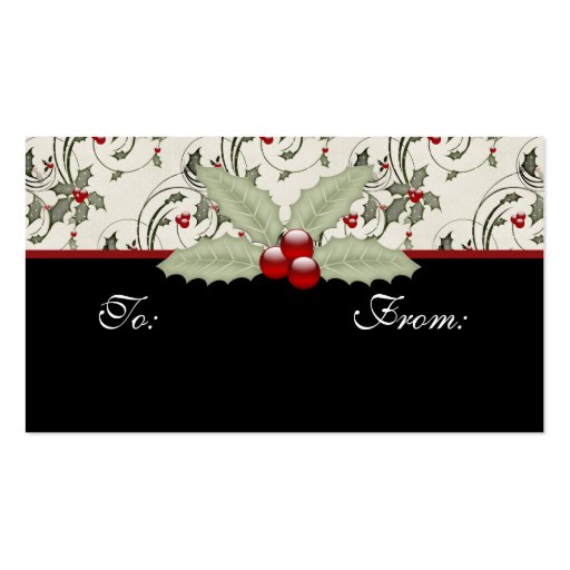 Christmas Holly 2 - Holiday Gift Tags Business Card Template (front side)