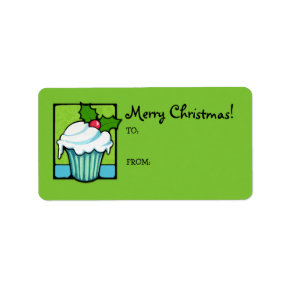 Christmas Holly Cupcake green Gift Tag Label label